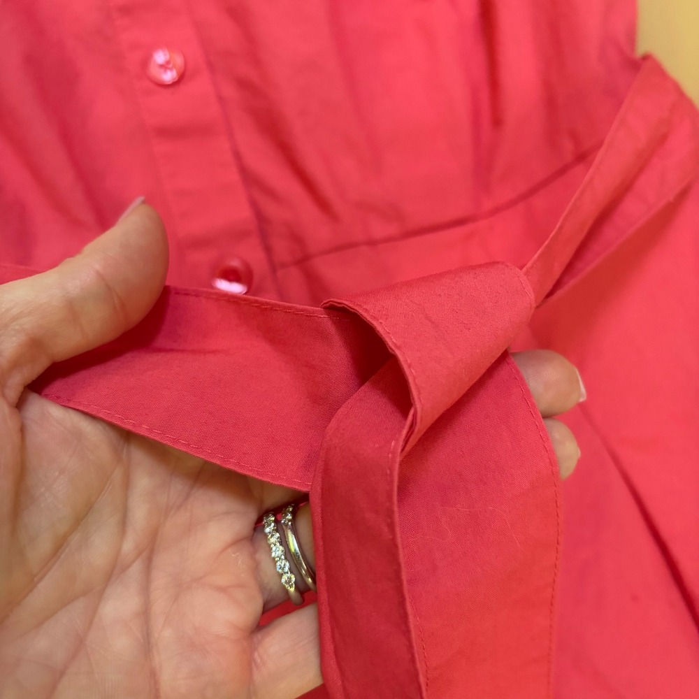 Talbots Pink Cotton Eyelet Scallop Collar Shirt Dress Womens Size 6 Party Garden - Picture 8 of 10
